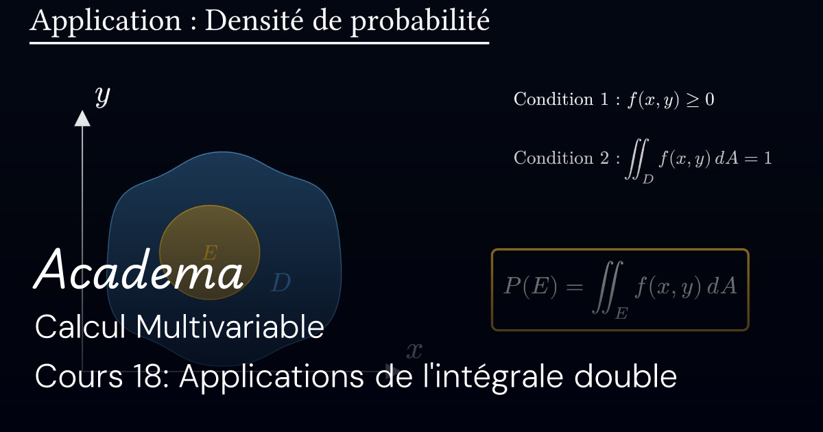 Cours 18: Applications de l'intégrale double | Calcul Multivariable